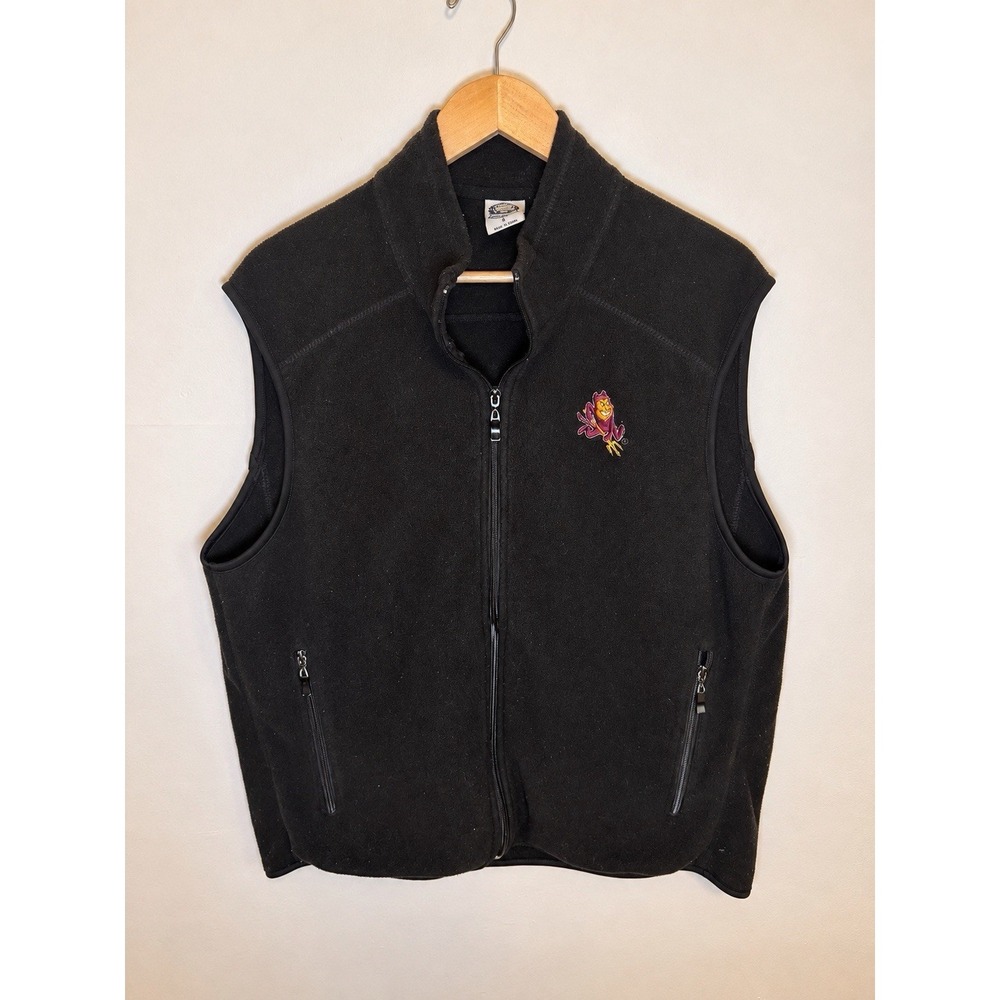 Vintage Arizona State Sun Devils ASU Sparky Fleece Vest Mens L Campus Drive